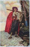 Howard Pyle The Buccaneer was a Picturesque Fellow: illustration of a pirate, dressed to the nines in piracy attire. oil on canvas